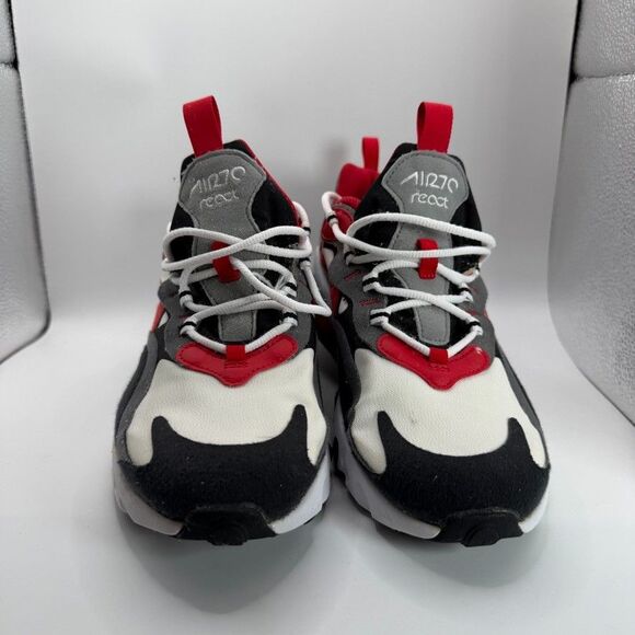 Nike Air Max 270 React GS Shoes Kids Size 7 Gray Red Black Cushioned BQ0103-011 - Picture 2 of 13